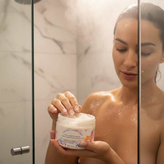 Coconut Snowflakes + Vitamin C & Royal jelly Powder : Body Scrub